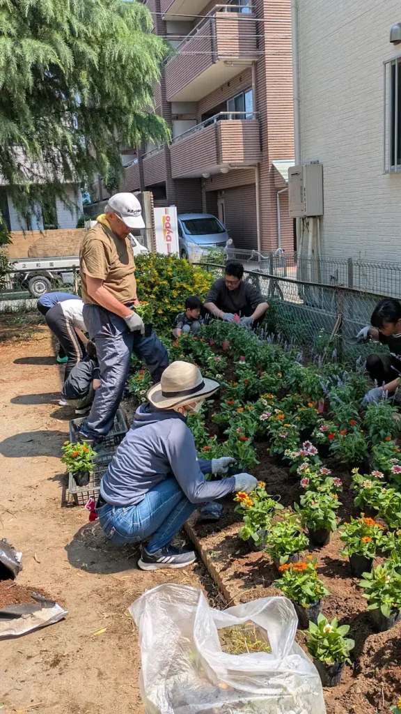 みんなで手分けして植えていきます